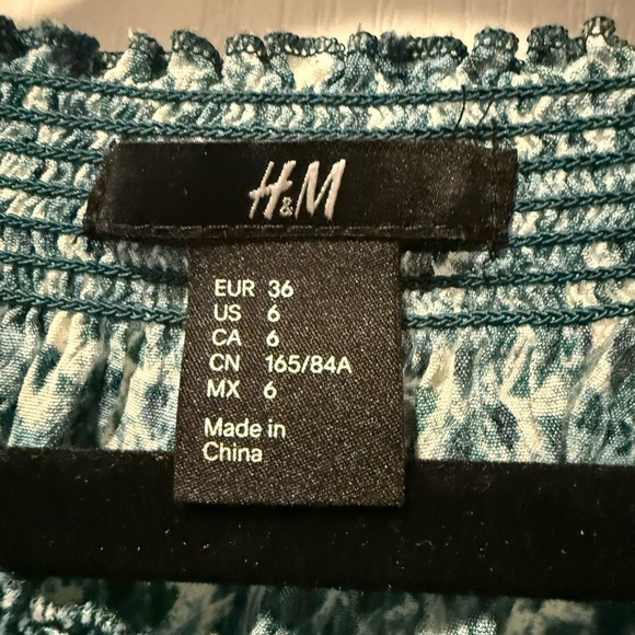 H&M Blue Patterned Mini Dress Size 6 - Picture 2 of 6